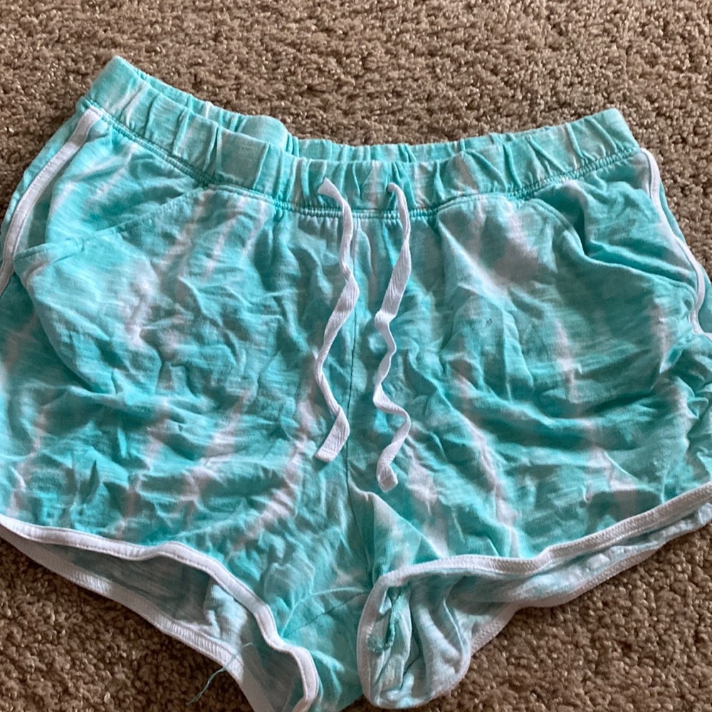 Turquoise tie-dye shorts